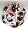 1 10mm Round Silver with Amethyst Rhinestones